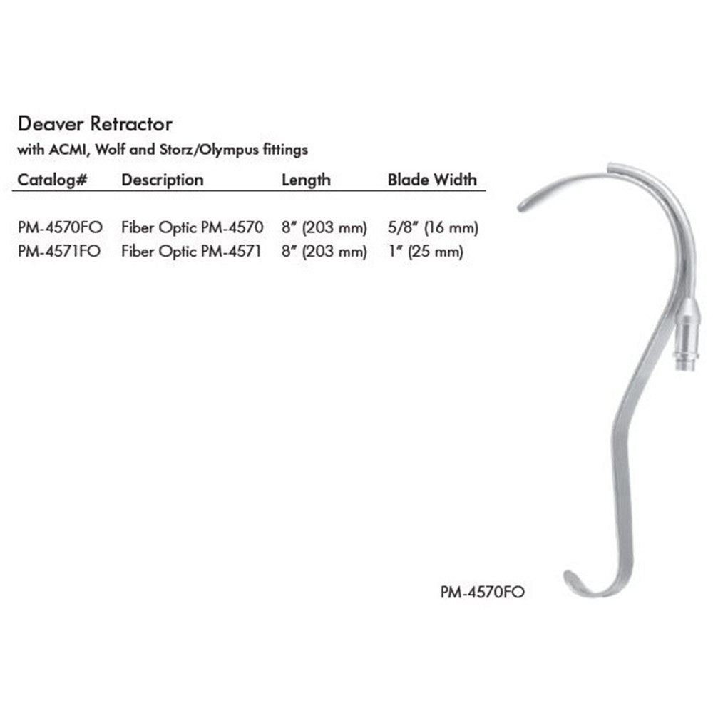 PADGETT Deaver Fiber Optic Retractor, 8-1/4" (210mm), 5/8" (16mm) Wide. MPN: PM-4570FO - Image 2