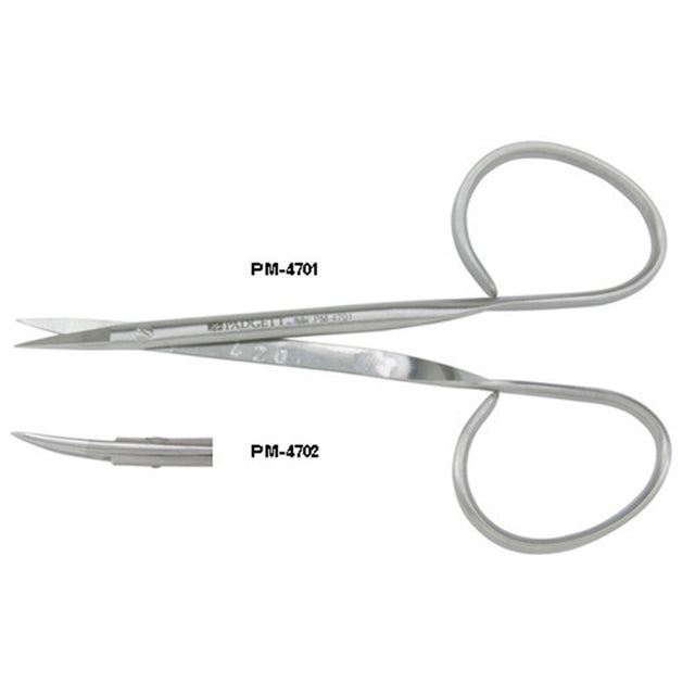 PADGETT Iris Scissors, Ribbon Type, Delicate, Straight, Sharp, Short Blades, Length= 3-3/4" (95 mm). MPN: PM-4701