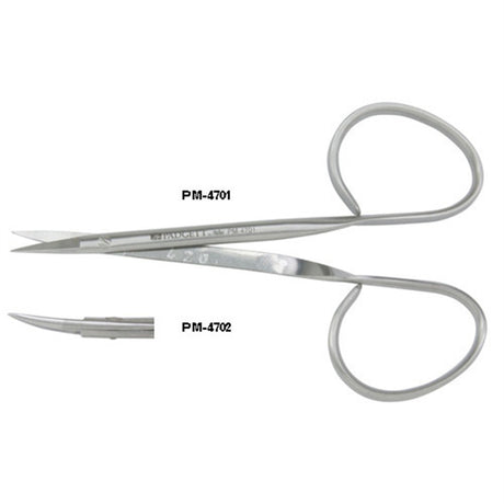 PADGETT Iris Scissors, Ribbon Type, Delicate, Curved, Sharp, Short Blades, Length= 3-3/4" (95 mm). MPN: PM-4702