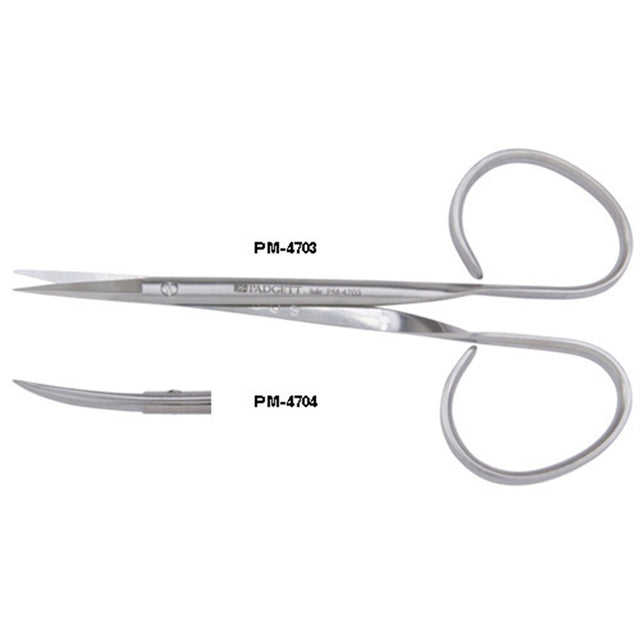 PADGETT Iris Scissors, Ribbon Type, Delicate, Straight, Sharp, Long Blades, Length= 4" (102 mm). MPN: PM-4703