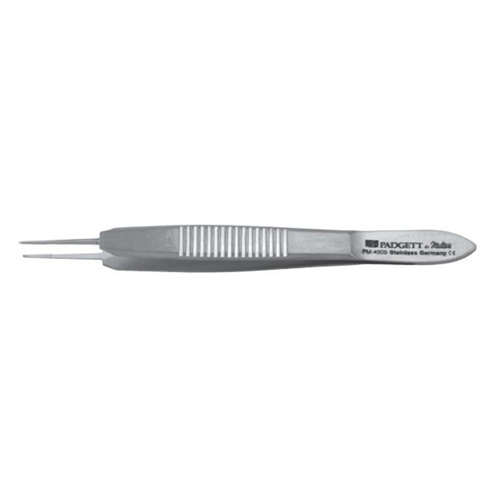 PADGETT Castroviejo Suture Forceps Tip, Wide Handle, 1x2 Delicate Teeth with Tying Platform, Length= 4-1/4" (108 mm), Tip= 0.5 mm. MPN: PM-4908