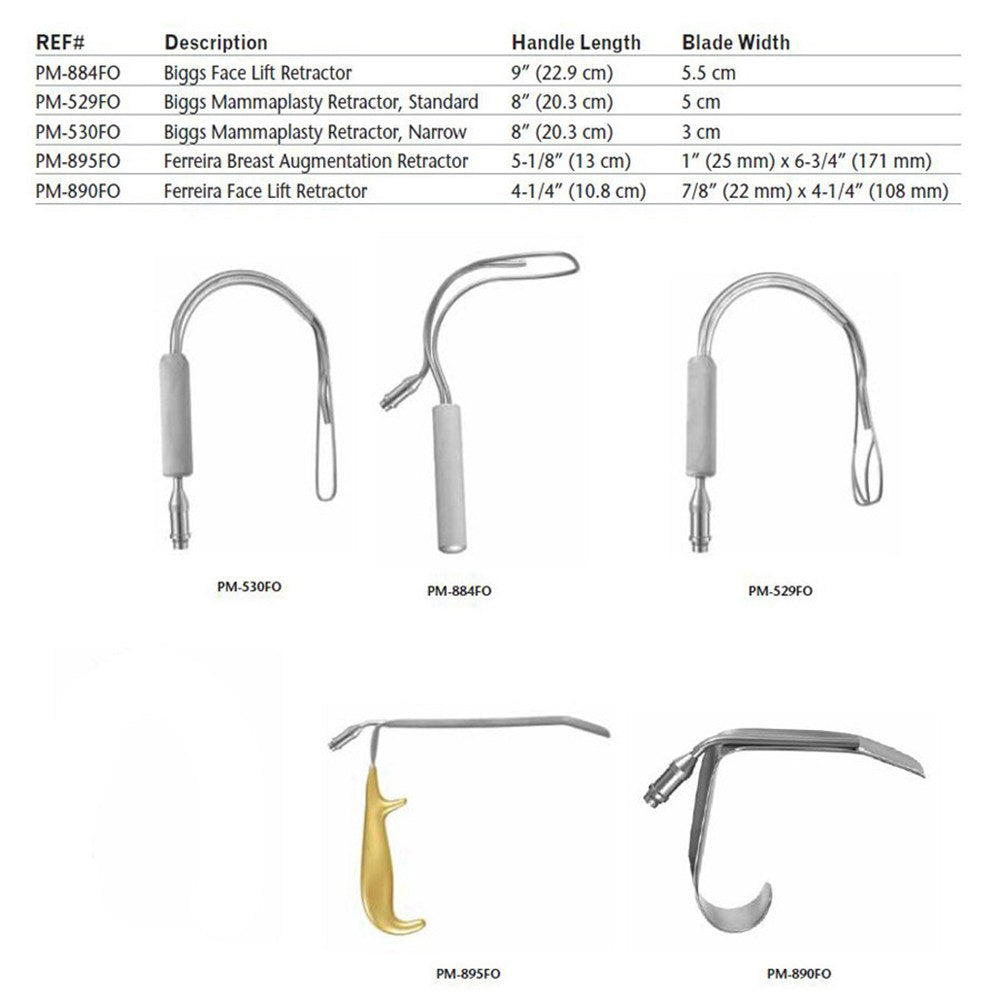 PADGETT Biggs Mammaplasty Retractor, Fiber Optic PM-530, Length= 8-1/4" (210 mm), Blade= 3.1 cm. MPN: PM-530FO - Image 4
