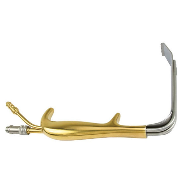 PADGETT TBTS-Style Retractor, Fiber Optic, 150mm x 30mm Blade, with Suction Port, with Teeth. MPN: PM-899FO