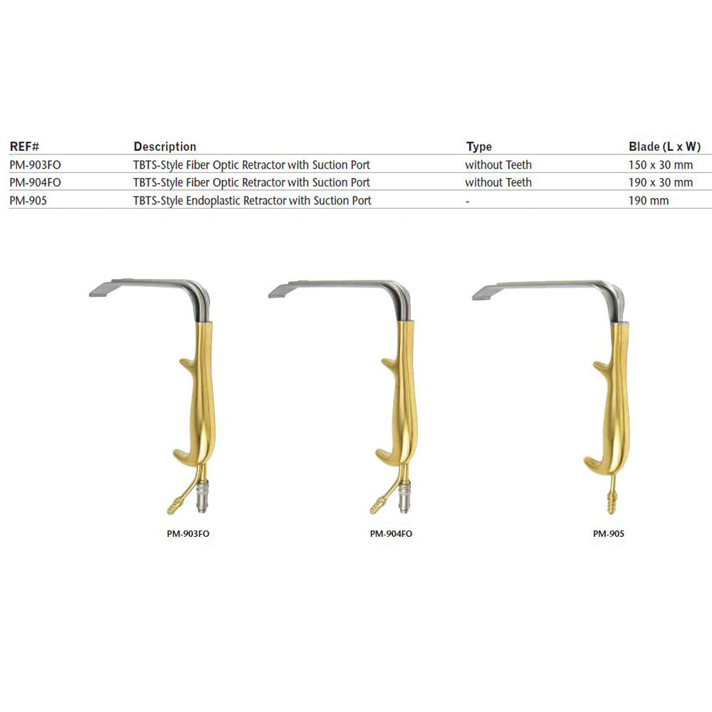 PADGETT TBTS-Style Fiber Optic Retractor, Suction Port Without Teeth, Length= 9" (229 mm), Blade= 190 x 30 mm (LxW). MPN: PM-904FO - Image 4