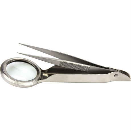 MILTEX VANTAGE Splinter Forceps, 3" (7.6 cm) with magnifier, in black plastic case. MPN: V96-329