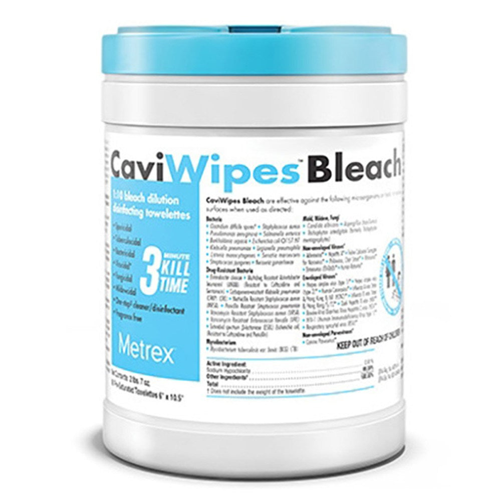 METREX CaviWipes Bleach Disinfecting Towelettes, 6" x 10-1/2". MPN: 13-9100