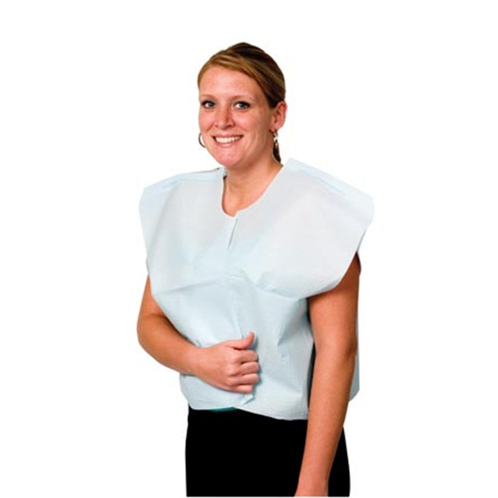 Pro Advantage Exam Cape, Tissue/ Poly/ Tissue, 30" x 21", Blue, Front/ Back Opening. MPN: P750003