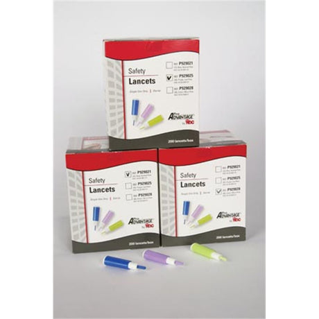 Pro Advantage Pressure Activated Safety Lancet, 21G, Normal Flow, 1.8mm Depth, Blue. MPN: P929021