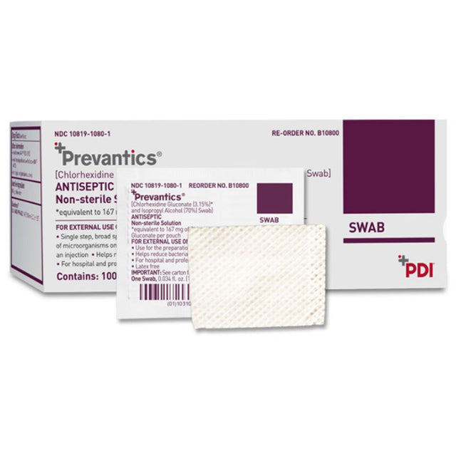 PDI PREVANTICS Swab (prep pad), 2.5" x 2.5", 100/bx, 10 bx/cs. MPN: B10800