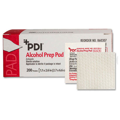 PDI Alcohol Prep Pads, Medium, Sterile, 1.1" x 2.6", 200/bx, 20 bx/cs. MPN: B60307 - Image 2