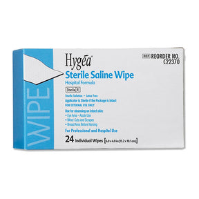 PDI HYGEA Sterile Saline Wipes, 6" x 4", 24 pk/bx, 24 bx/cs. MPN: C22370