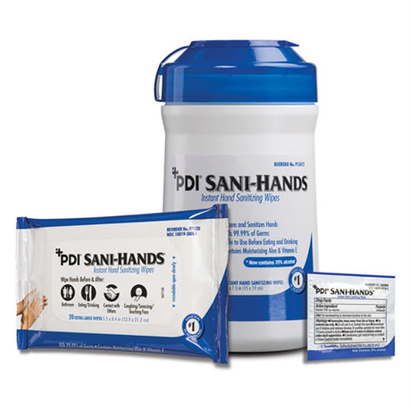 PDI SANI-HANDS Instant Hand Sanitizing Wipes, 5" x 8", 100/bx, 10 bx/cs. MPN: D43600 - Image 2