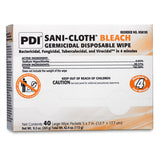 PDI SANI-CLOTH Bleach Germicidal Disposable Wipes, Large, 5" x 7", 40/pk, 10 pk/cs. MPN: H58195