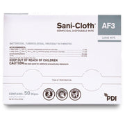 PDI SANI-CLOTH AF3 Germicidal Disposable Wipes, Individual Packets, Large, 5" x 8", 50/bx, 10 bx/cs. MPN: H59200