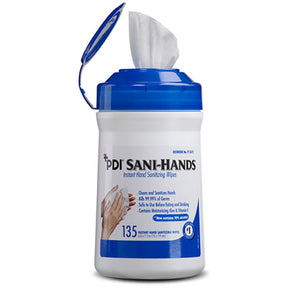 PDI SANI-HANDS Instant Hand Sanitizing Wipes, Medium, 6" x 7-1/2", 135/can, 12 can/cs. MPN: P13472