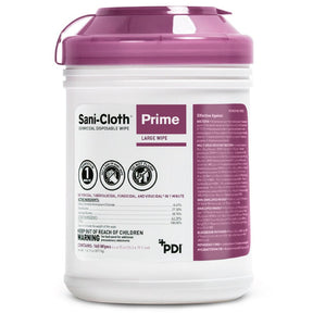 PDI SANI-CLOTH Prime Germicidal Disposable Wipes, Large, 6" x 6.75", 160 wipes/canister, 12/cn/cs. MPN: P25372