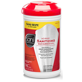 PDI SANI PROFESSIONAL SANI-WIPE No-Rinse Sanitizing Multi-Surface Wipes, 7.75" x 5", 175/canister, 6 can/cs. MPN: P66784