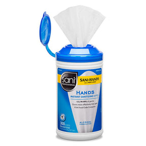 PDI SANI PROFESSIONAL SANI-HANDS Instant Hand Sanitizing Wipe, 7-1/2" x 5", 300/canister, 6 can/cs. MPN: P92084