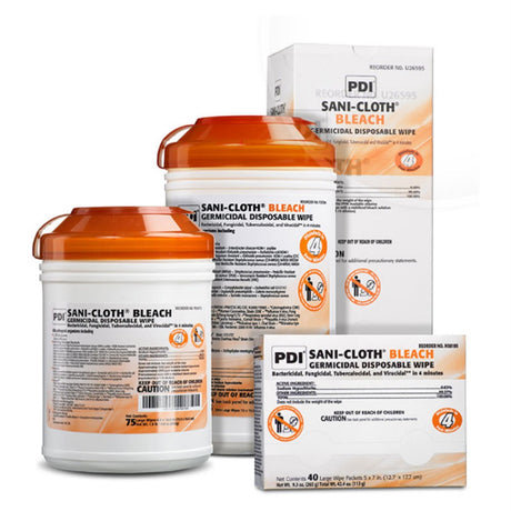 PDI SANI-CLOTH Bleach Germicidal Disposable Wipes, X-Large, 11-1/2" x 11-3/4", 40 Individual Packs/bx, 3 bx/cs. MPN: U26595 - Image 2