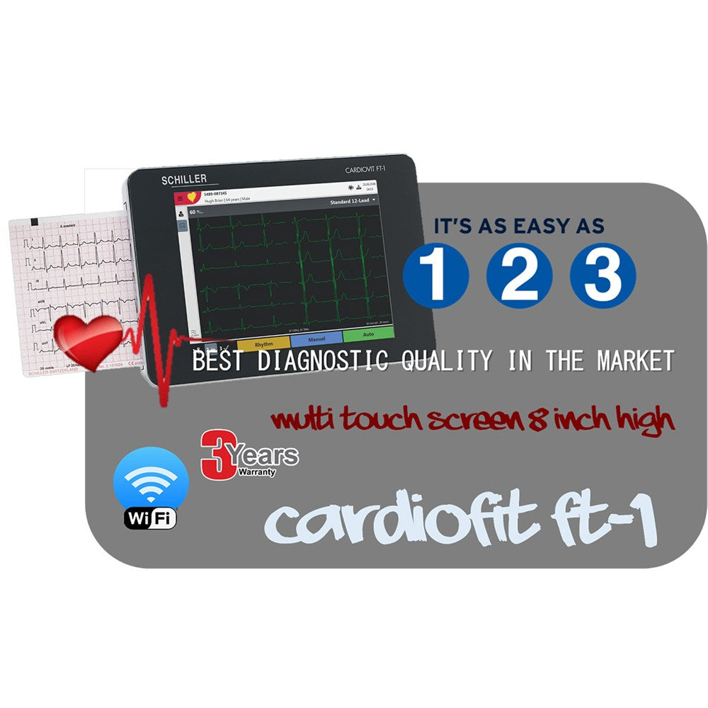 Schiller Cardiovit FT-1 Portable Electrocardiograph (ECG), Touch Screen & Interpretation. MPN: 0A.106000 - Image 2