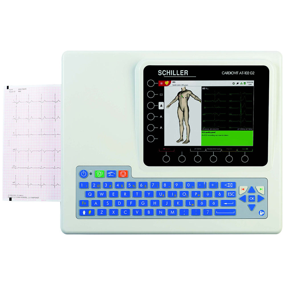 SCHILLER Cardiovit AT-102 G2 Electrocardiograph (ECG), Interpretation, 8" Color LCD. MPN: 0A.108000