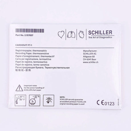 Schiller Chart Paper for Cardiovit FT-1 ECG, Thermosensitive, Z-Fold, 10 Packs/Case. MPN: 2.157055C
