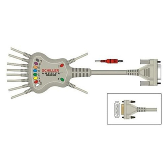 Schiller 10-Lead Patient Stress Cable, 3.5 meters, Clip Type, AHA. MPN: 2.400104