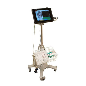 Schiller Sunken Base Rolling Stand with Basket and Rubber Case Adapter for Cardiovit FT-1 ECG. MPN: RS010-SBRS