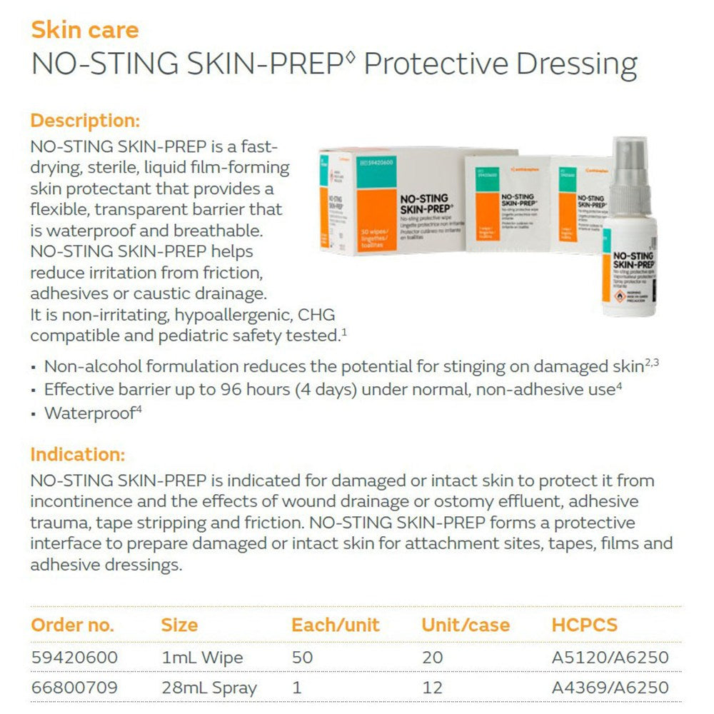 SMITH & NEPHEW SKIN-PREP No-Sting Wipes Protective Dressing, 50/pkg, 20 pkg/cs. MPN: 59420600 - Image 2