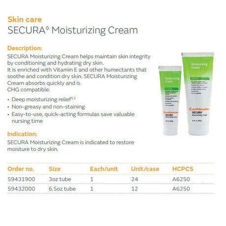 SMITH & NEPHEW SECURA Moisturizing Cream, 3 oz Tube, 24/cs. MPN: 59431900 - Image 2