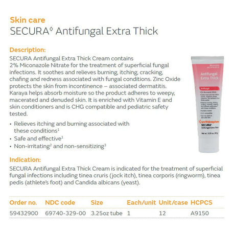 SMITH & NEPHEW SECURA Antifungal Extra Thick, 3-1/4 oz Tube, 12/cs. MPN: 59432900 - Image 2
