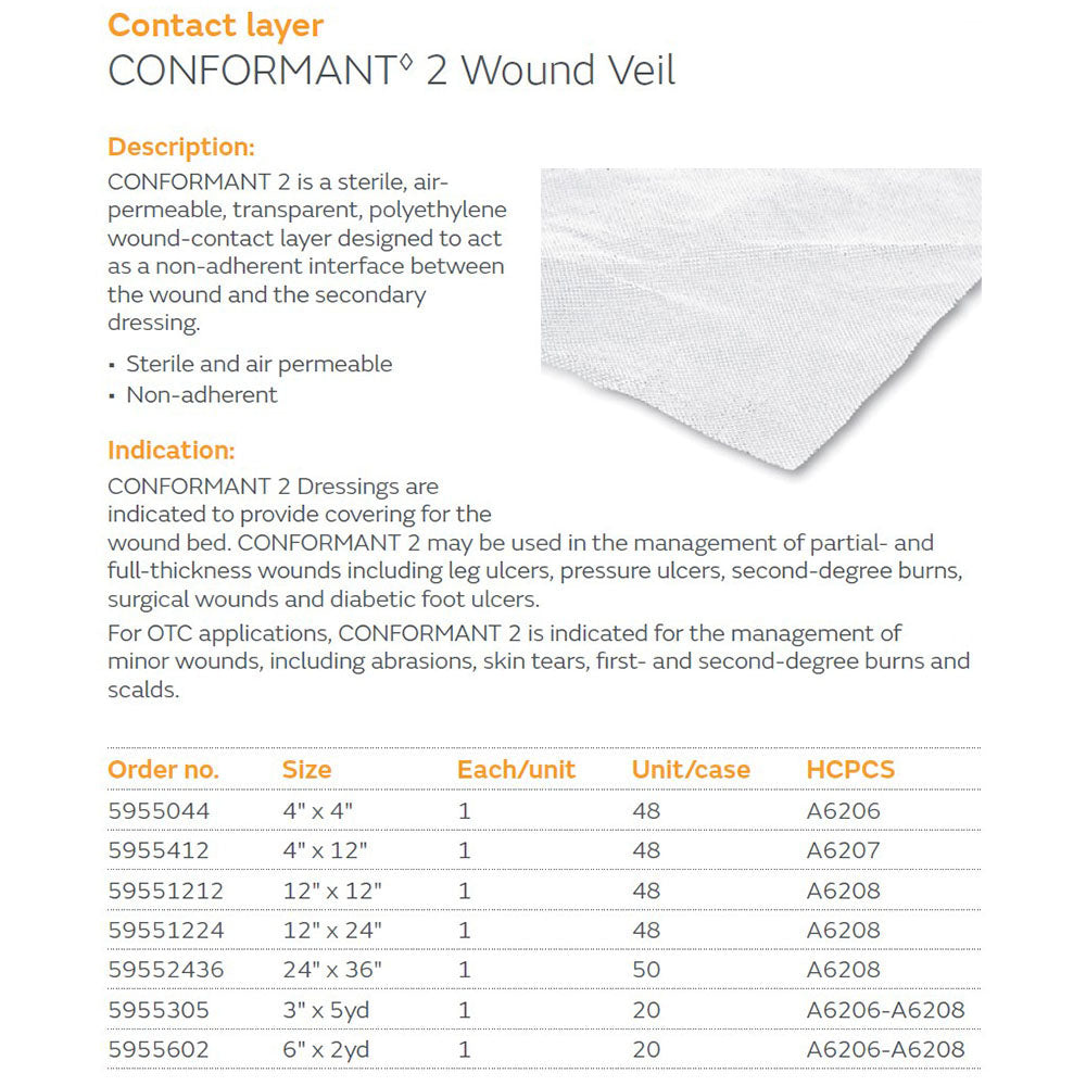 SMITH & NEPHEW CONFORMANT 2 Wound Veil, 6" x 2 yds, 20/cs. MPN: 5955602 - Image 2