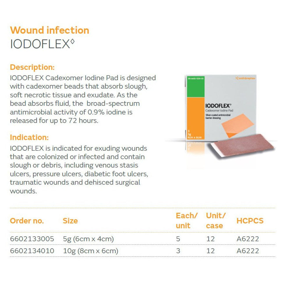 SMITH & NEPHEW IODOFLEX Wound Pad, 5gm, 5/bx, 12 bx/cs. MPN: 6602133005 - Image 2