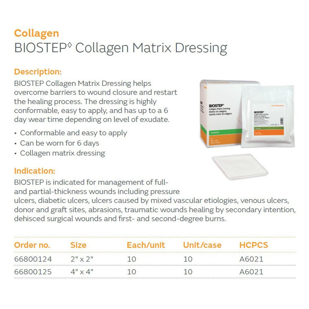 SMITH & NEPHEW BIOSTEP Collagen Matrix Dressing, 4" x 4", 10/bx. MPN: 66800125 - Image 2
