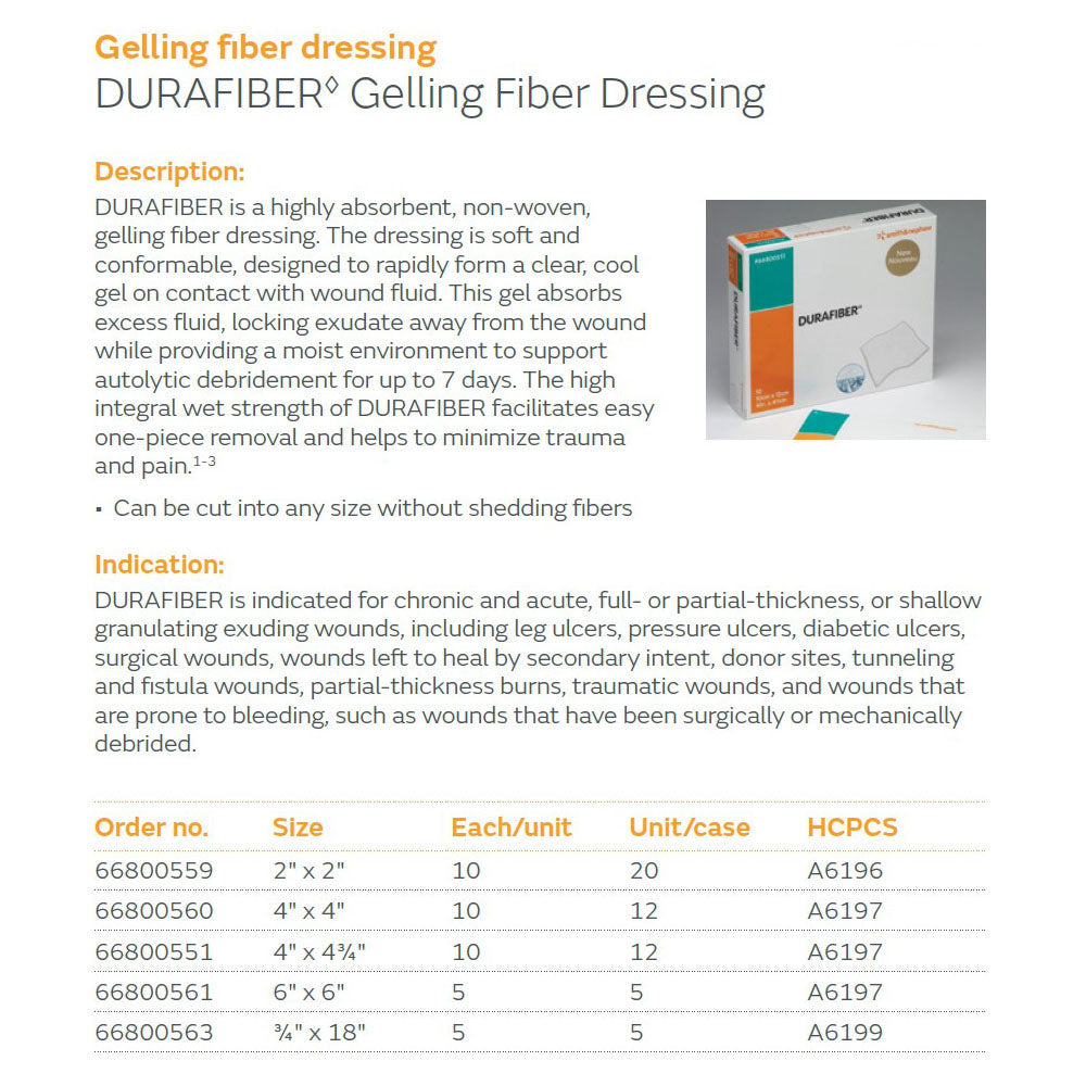 SMITH & NEPHEW DURAFIBER Gelling Fiber Dressing, 6" x 6", 5/bx, 5 bx/cs. MPN: 66800561 - Image 2