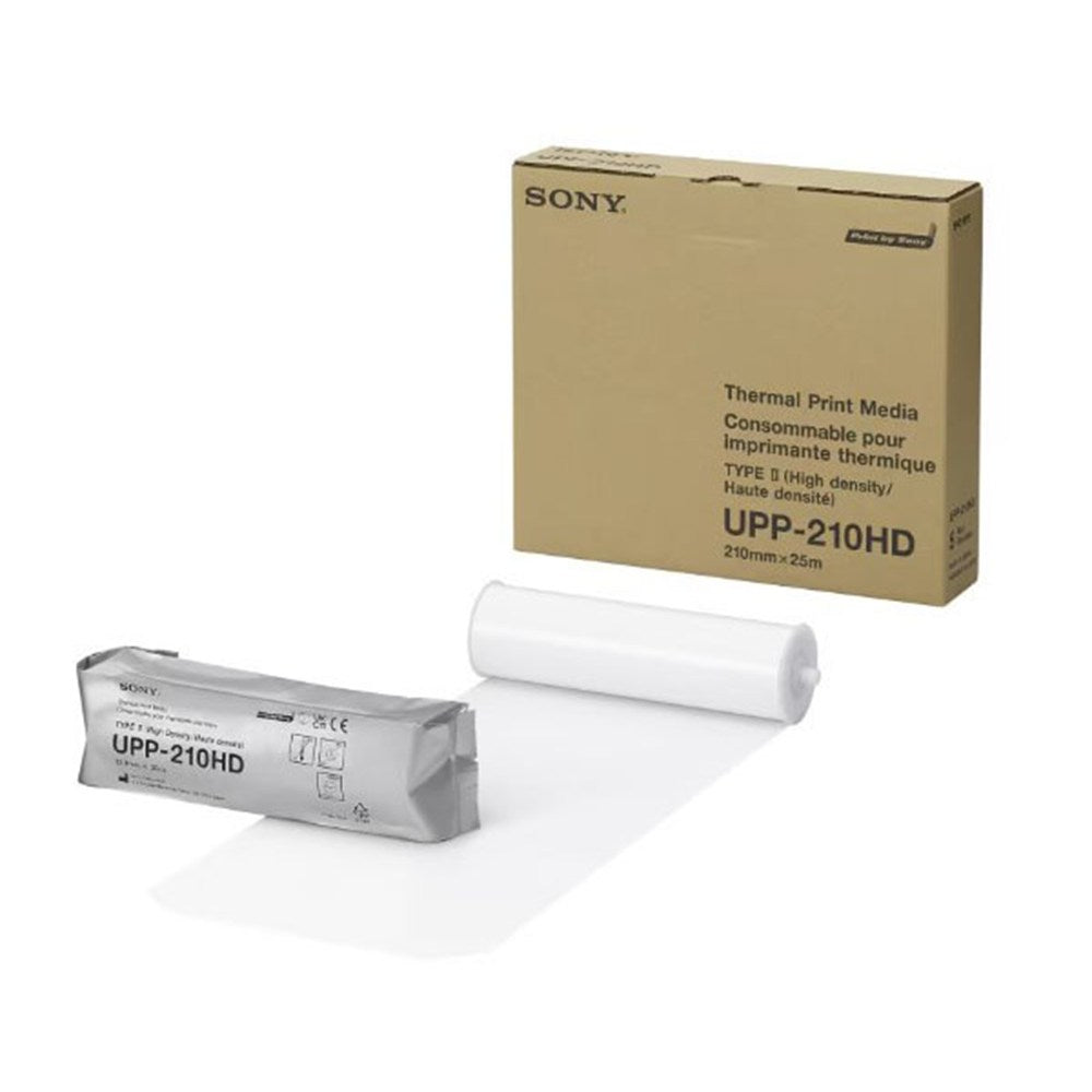 SONY A4-width black and white high-density print media, 5 Rolls/Box. MPN: UPP-210HD