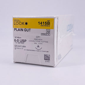 LOOK 6-0 Plain Gut Plastic Surgery Suture, 18"/45cm, CP1, 11mm 3/8 Circle. MPN: 1415B