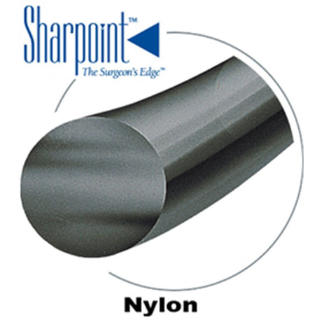 Sharpoint Nylon MicroSuture, Black Nylon, Size: 11-0, 4"/10cm, DRM4, MET Point. MPN: AA-0102