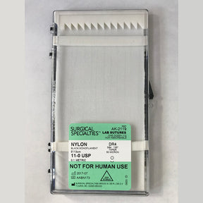 Surgical Specialties Microsurgical Suture, Non-Sterile, Size: 11-0, Black Nylon, DR4 Needle. Lab Suture, Not For Human Use. MPN: AK-2119