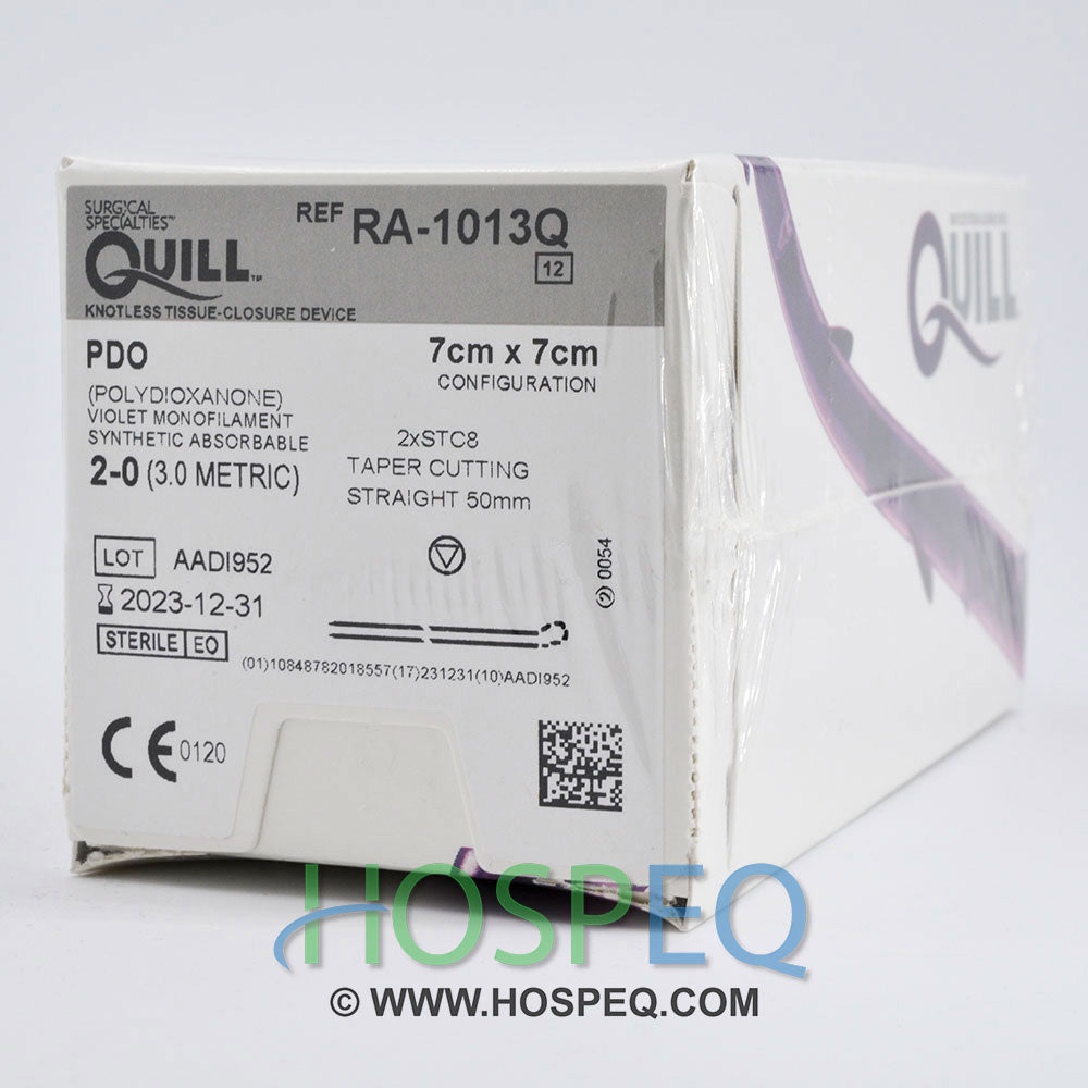 QUILL PDO Suture, Straight Taper Cutting, 2-0, 7cm x 7cm, 50mm. MPN: RA-1013Q