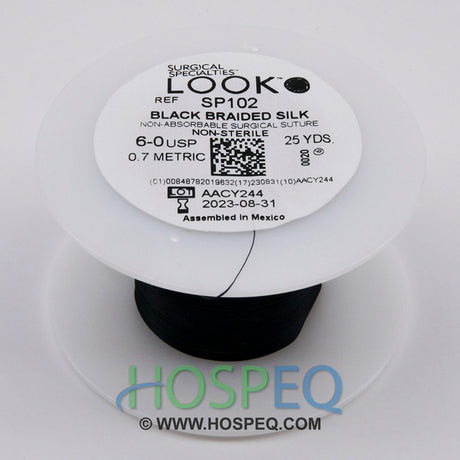 LOOK 6-0 Silk Suture Spool, Black Braid, 25 yd. MPN: SP102