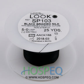 LOOK 5-0 Silk Suture Spool, Black Braid, 25 yd. MPN: SP103