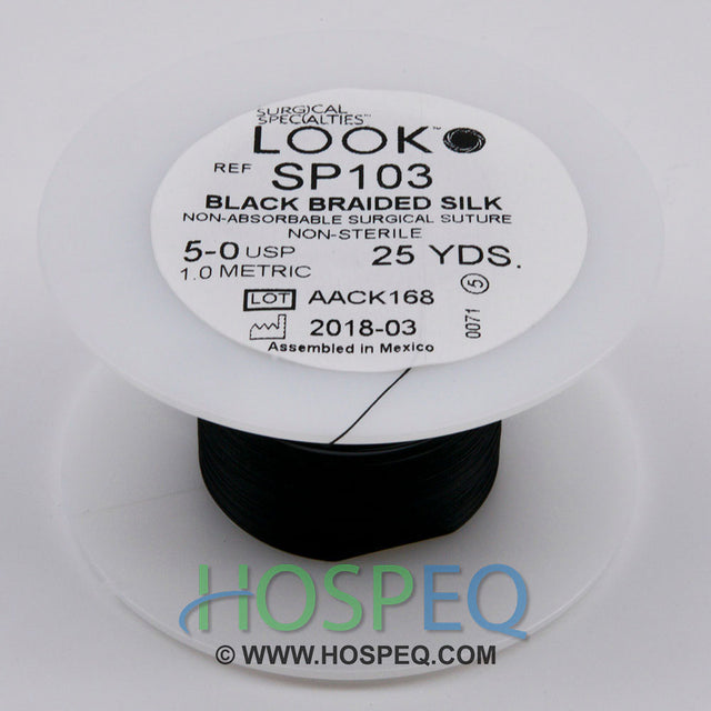 LOOK 5-0 Silk Suture Spool, Black Braid, 25 yd. MPN: SP103