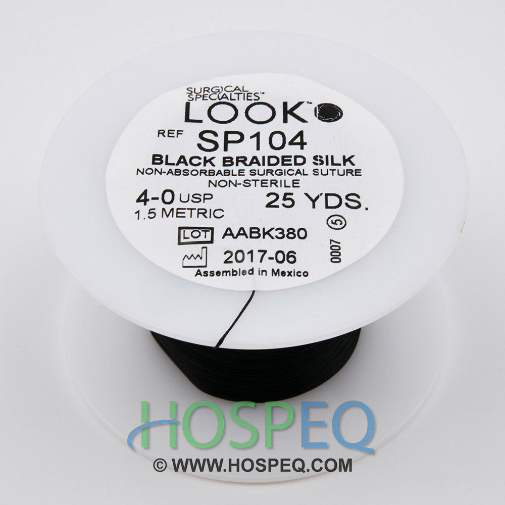 LOOK 4-0 Silk Suture Spool, Black Braid, 25 yd. MPN: SP104