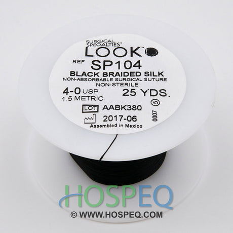LOOK 4-0 Silk Suture Spool, Black Braid, 25 yd. MPN: SP104