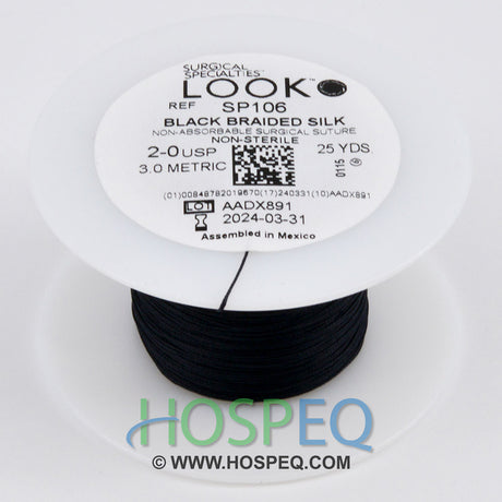 LOOK 2-0 Silk Suture Spool, Black Braid, 25 yd. MPN: SP106