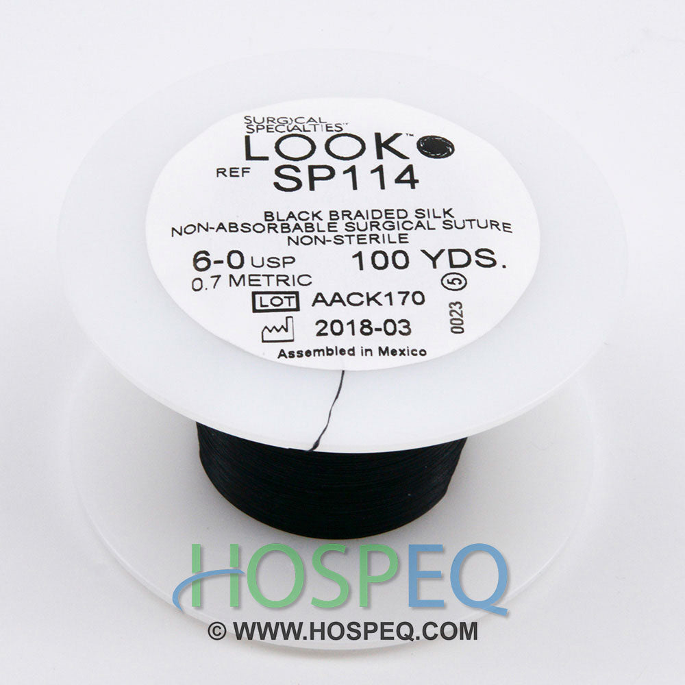 LOOK 6-0 Silk Suture Spool, Black Braid, 100 yd. MPN: SP114