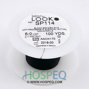 LOOK 6-0 Silk Suture Spool, Black Braid, 100 yd. MPN: SP114