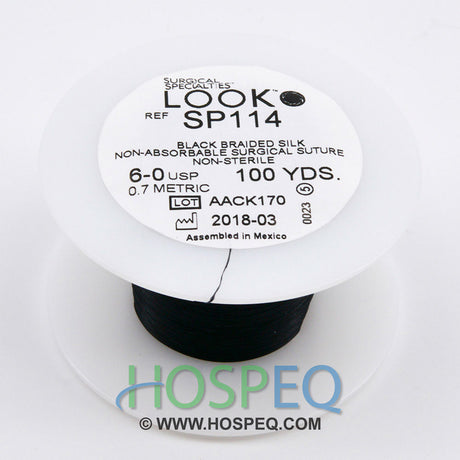 LOOK 6-0 Silk Suture Spool, Black Braid, 100 yd. MPN: SP114