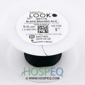 LOOK 5-0 Silk Suture Spool, Black Braid, 100 yd. MPN: SP115